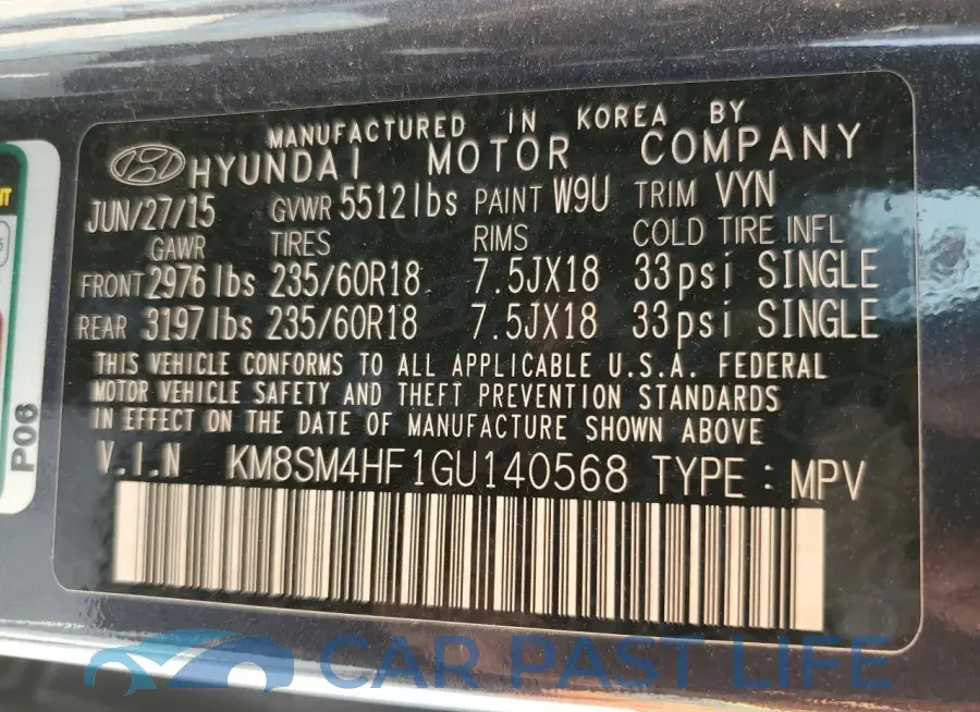 KM8SM4HF1GU140568# 13