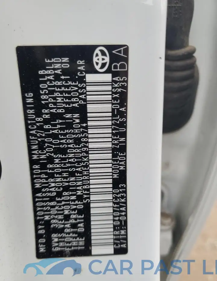 5YFBURHE5KP928574# 12