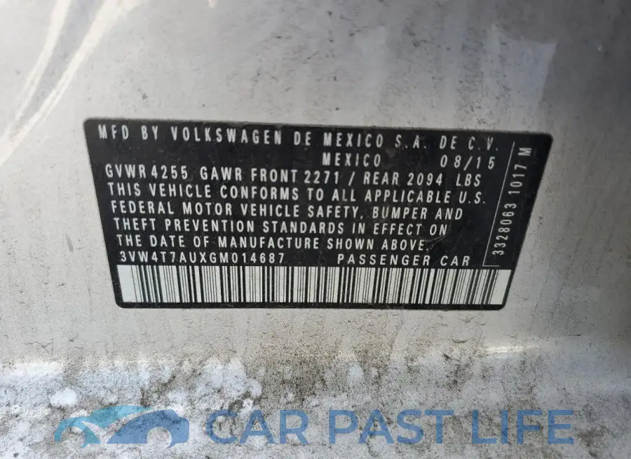 3VW4T7AUXGM014687# 12