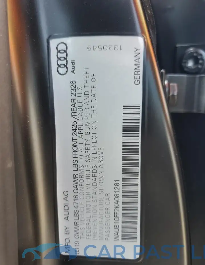 WAUB1GFF2KA081281# 12