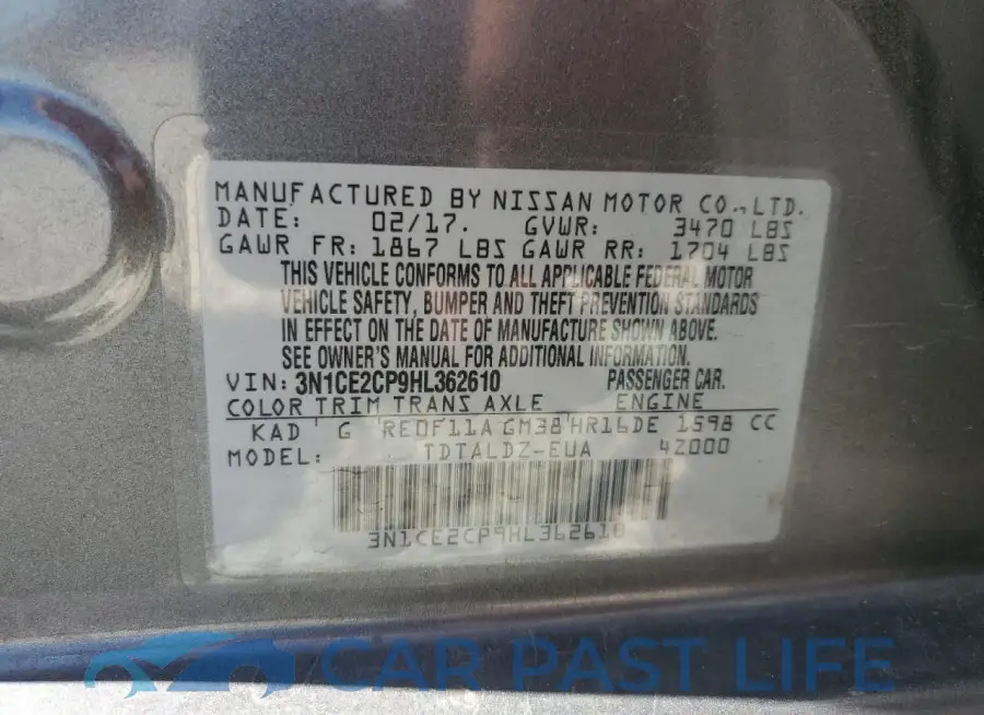 3N1CE2CP9HL362610# 13