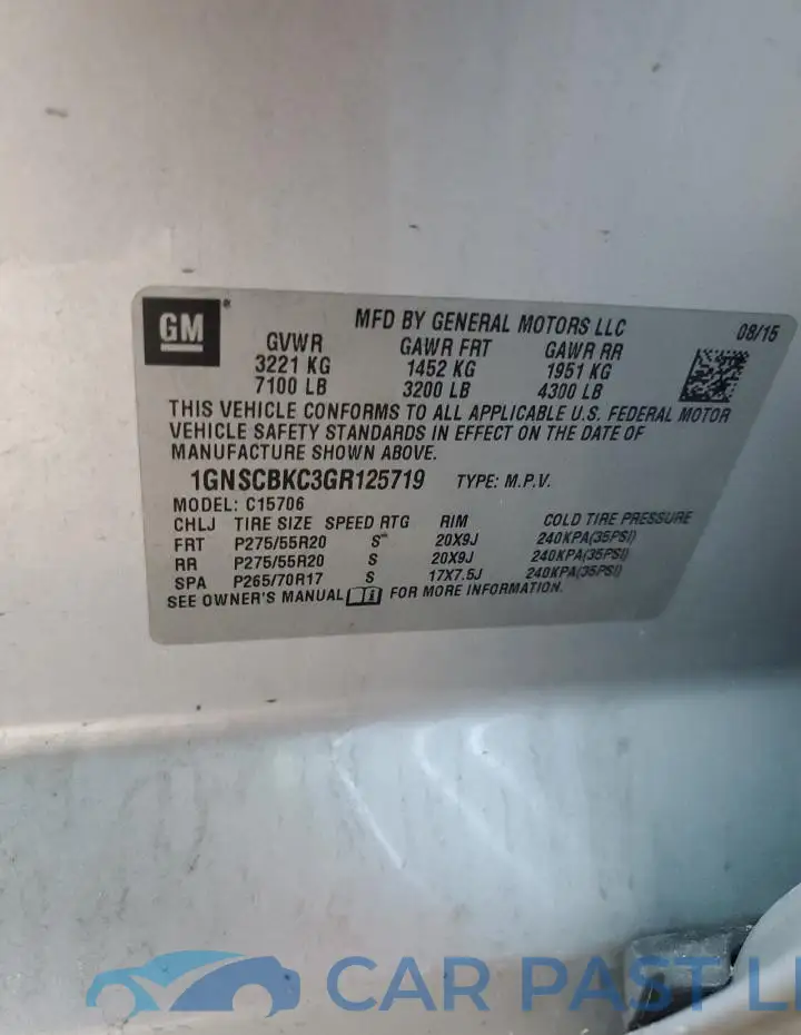 1GNSCBKC3GR125719# 13