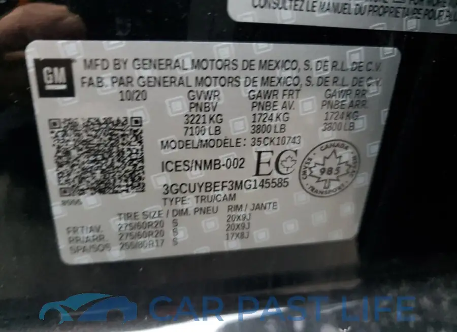 3GCUYBEF3MG145585# 12