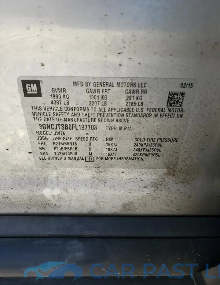 3GNCJTSB0FL197703# 12
