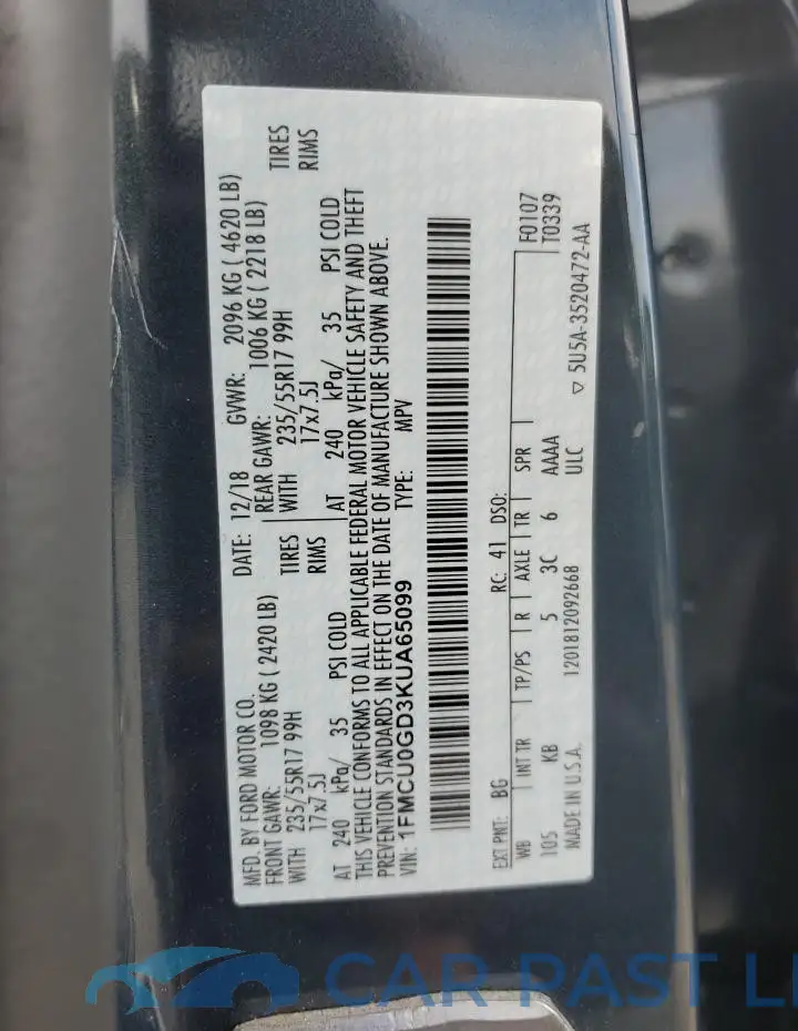 1FMCU0GD3KUA65099# 13
