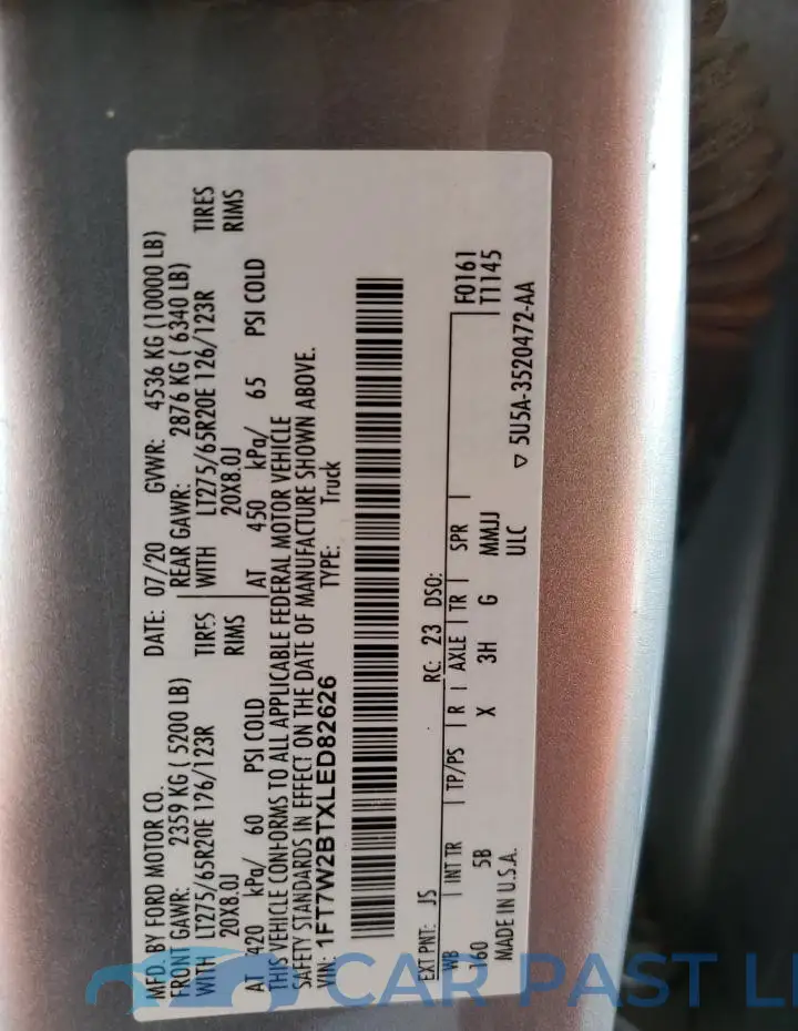 1FT7W2BTXLED82626# 13