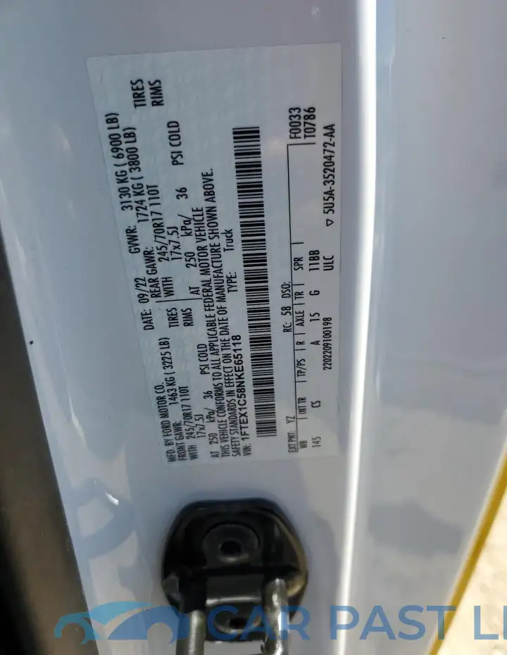 1FTEX1C58NKE65118# 12