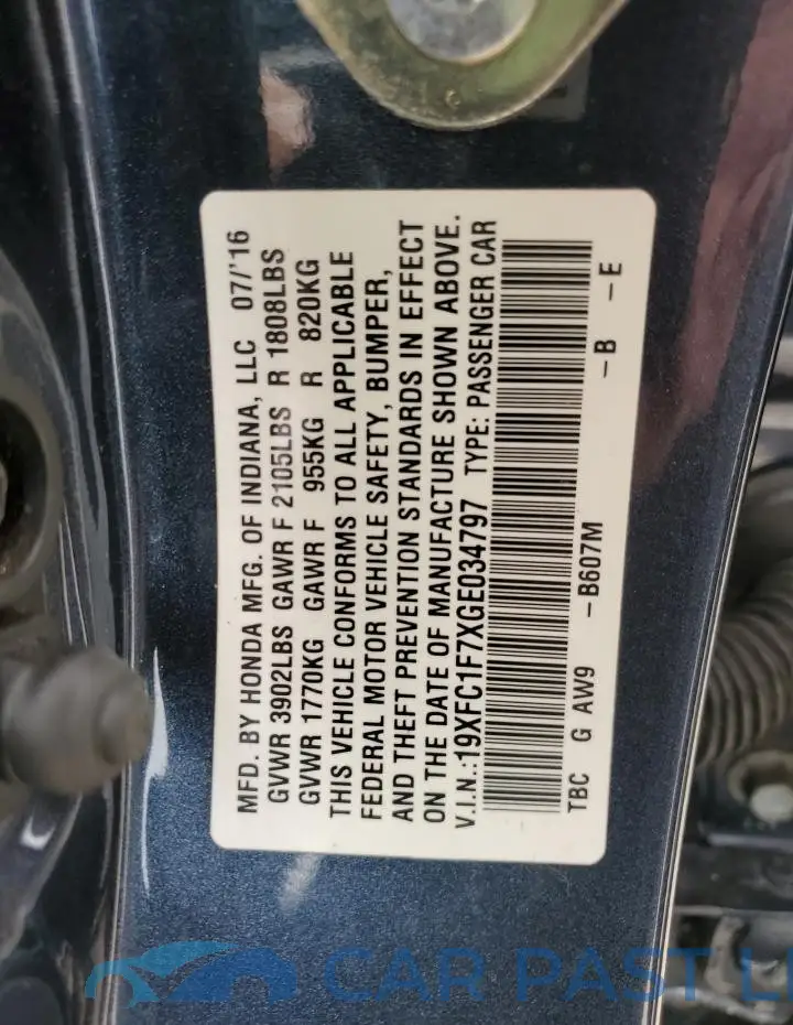 19XFC1F7XGE034797# 12