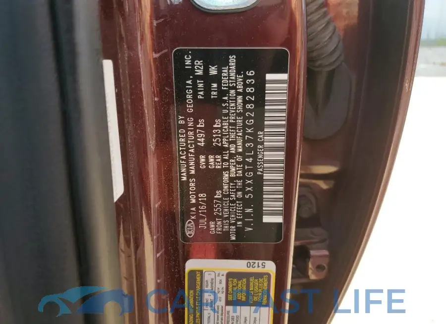 5XXGT4L37KG282836# 12