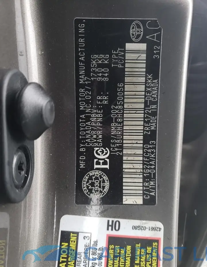 2T1BURHE8HC850056# 13