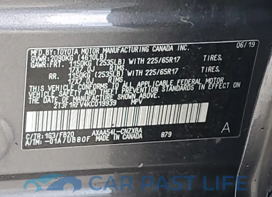 2T3F1RFV4KC019939# 13