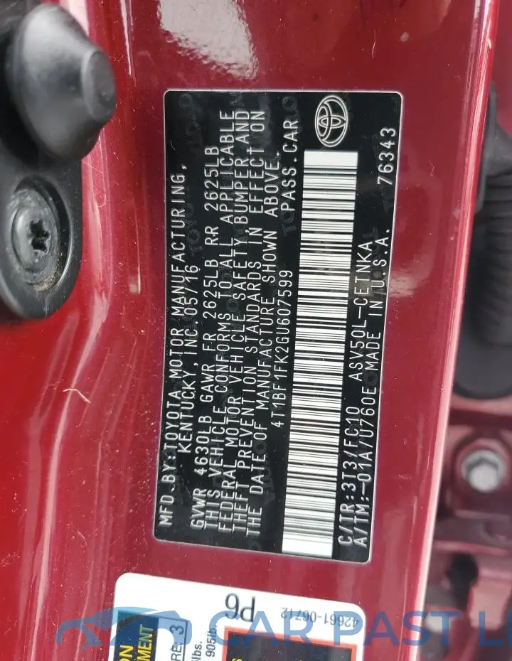 4T1BF1FK2GU607599# 12