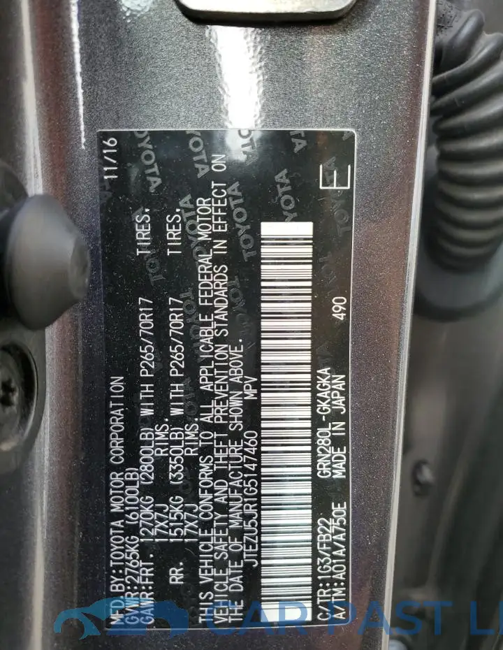 JTEZU5JR1G5147460# 13