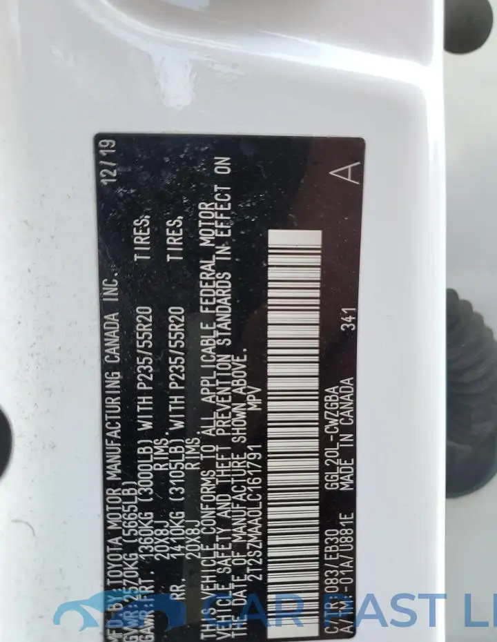 2T2SZMAA0LC161791# 13