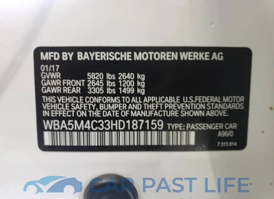 WBA5M4C33HD187159# 12