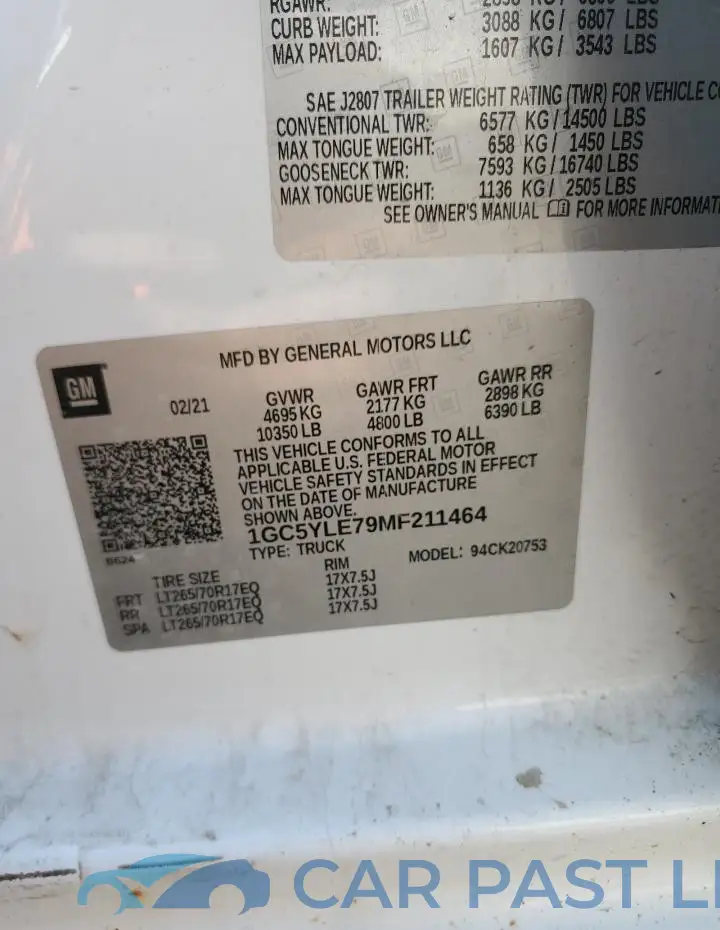 1GC5YLE79MF211464# 12