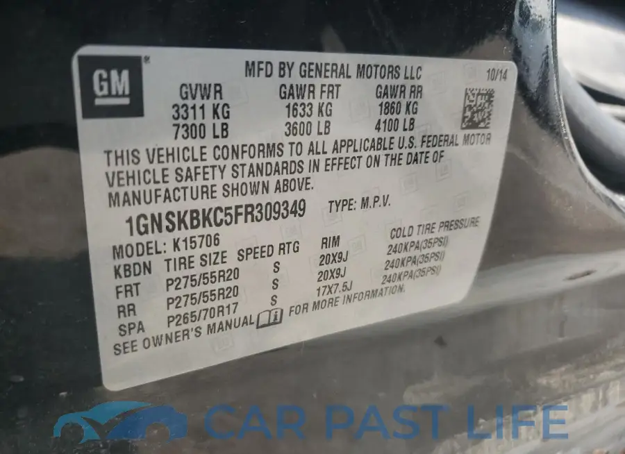 1GNSKBKC5FR309349# 13