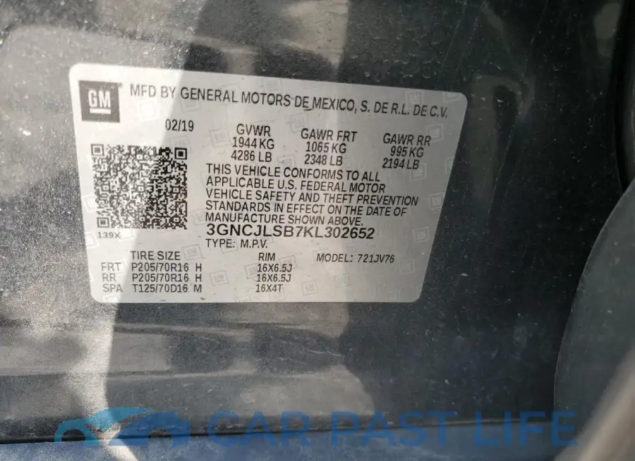 3GNCJLSB7KL302652# 14