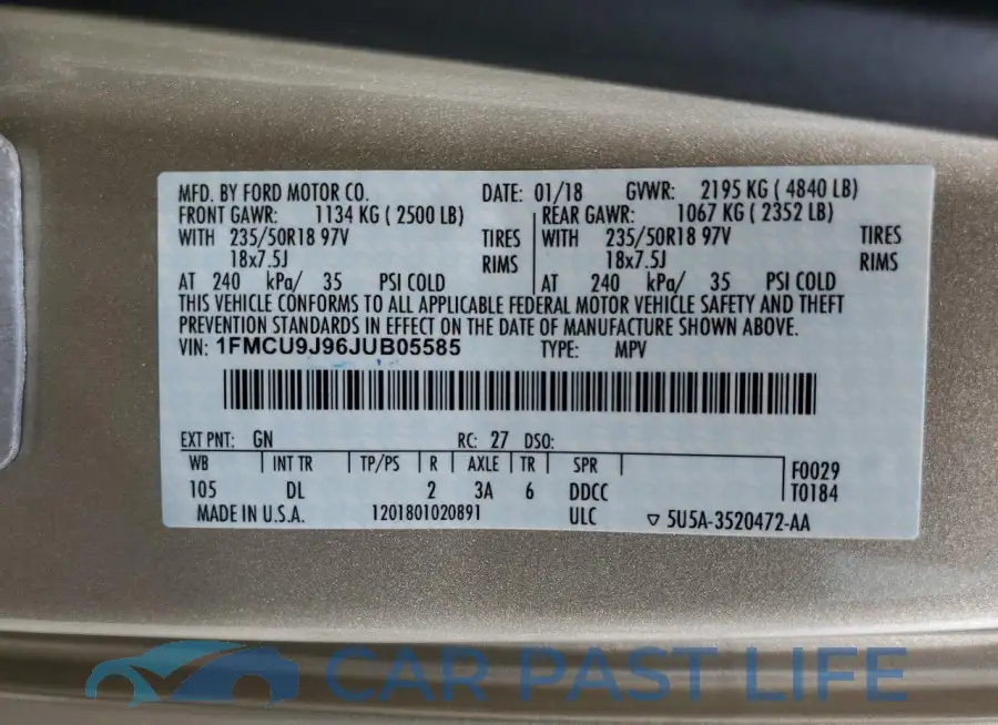 1FMCU9J96JUB05585# 13