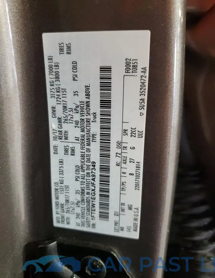 1FTEW1EGXJFA97349# 12
