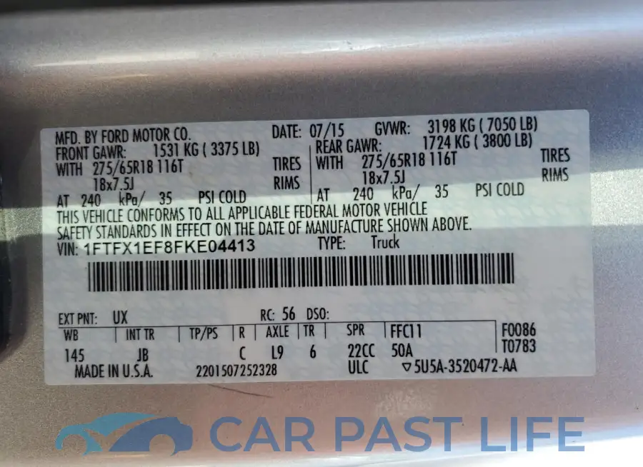 1FTFX1EF8FKE04413# 12