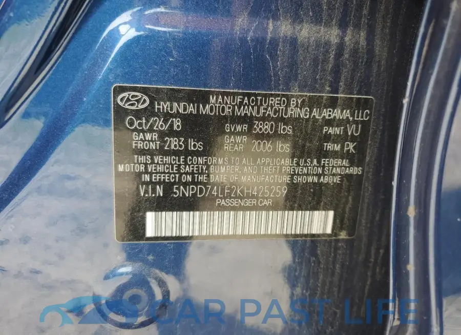 5NPD74LF2KH425259# 12