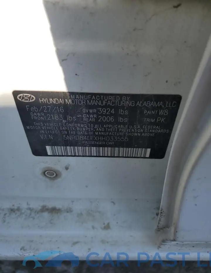 5NPD84LFXHH033555# 12