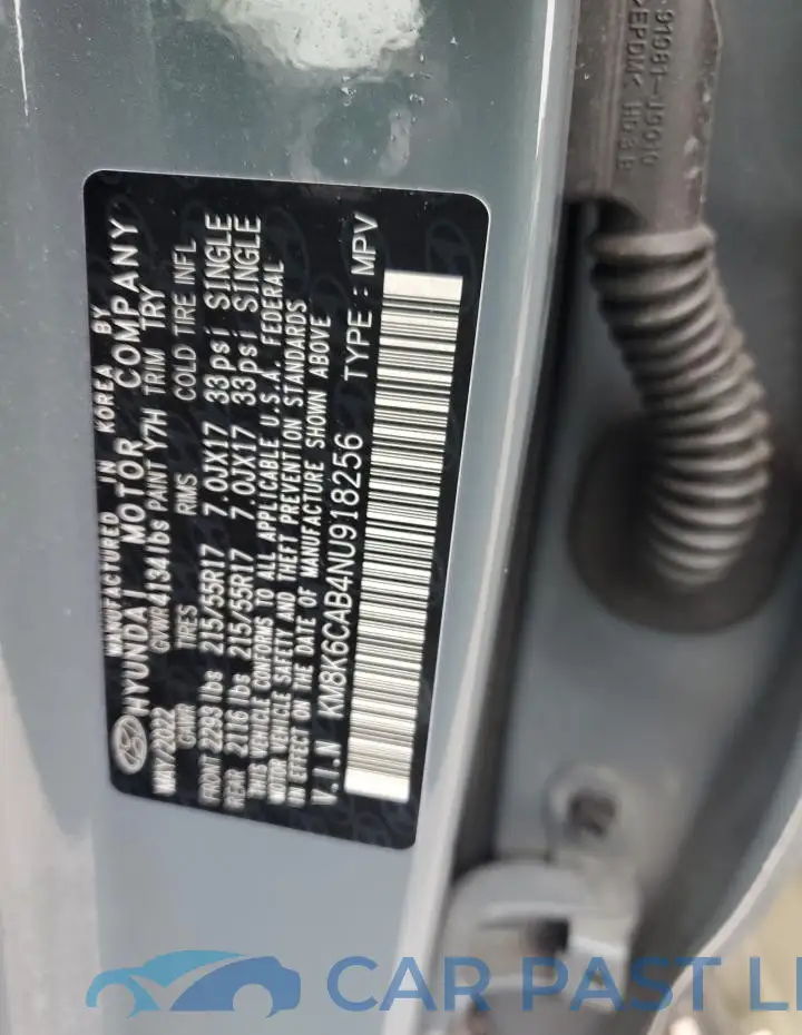 KM8K6CAB4NU918256# 12