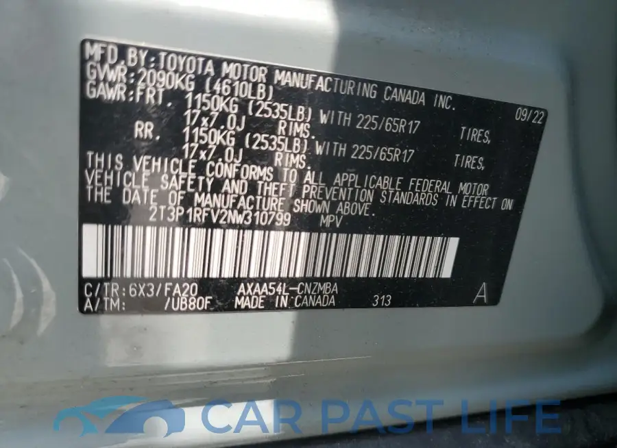 2T3P1RFV2NW310799# 12