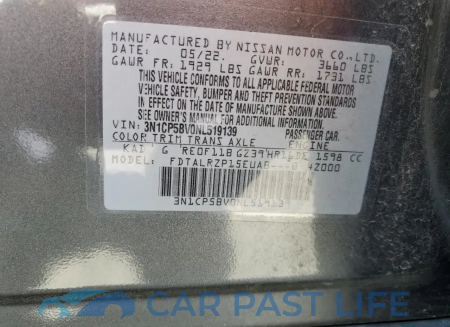 3N1CP5BV0NL519139# 12