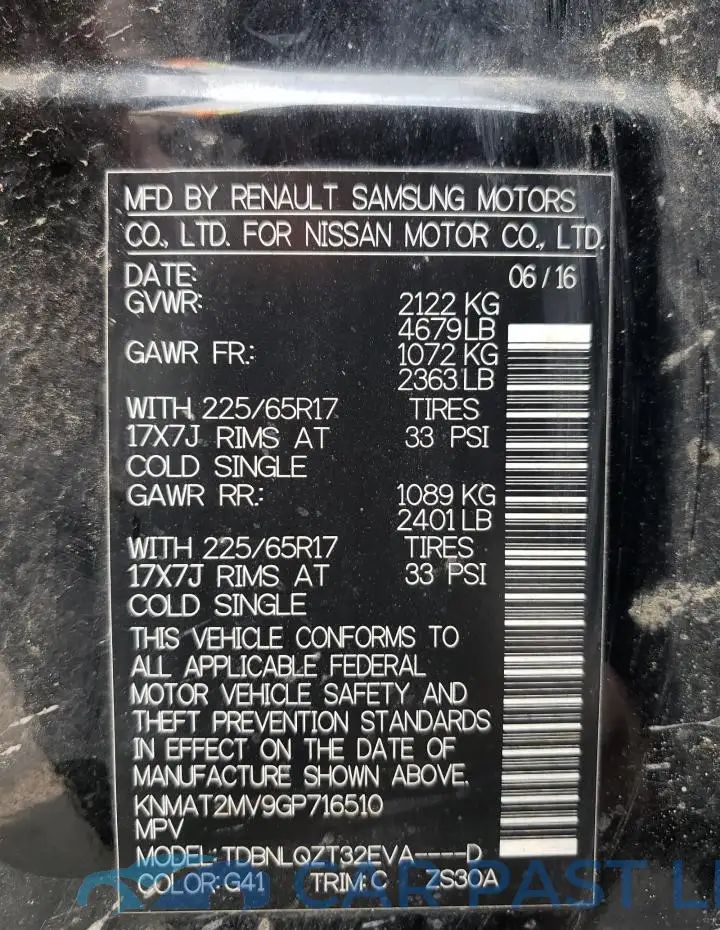 KNMAT2MV9GP716510# 13