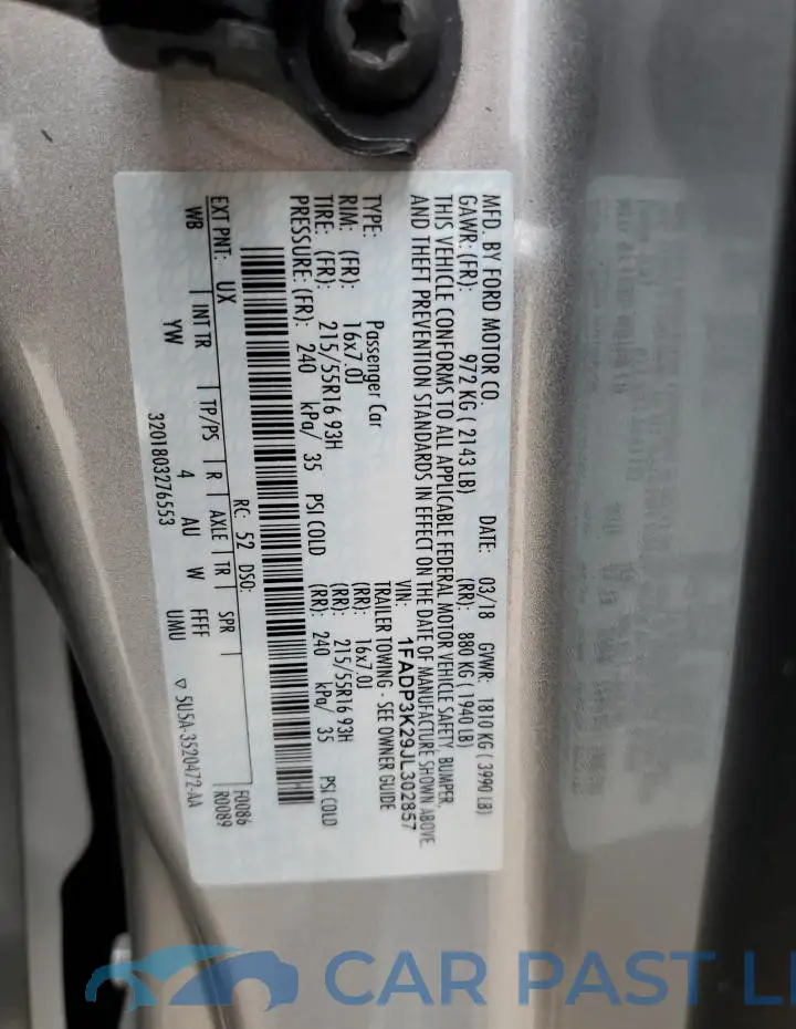 1FADP3K29JL302857# 12