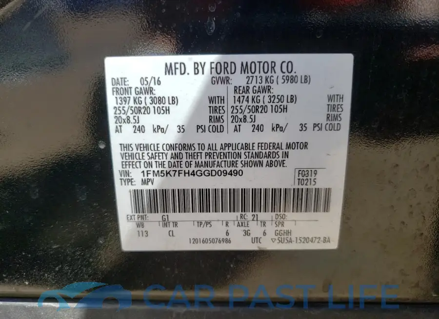 1FM5K7FH4GGD09490# 13