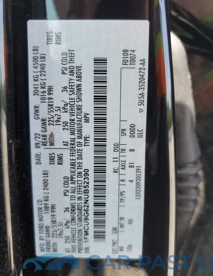 1FMCU9G62NUB52390# 13