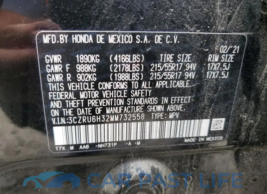 3CZRU6H32MM732558# 14