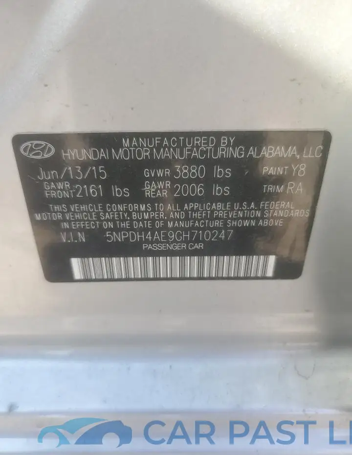 5NPDH4AE9GH710247# 12