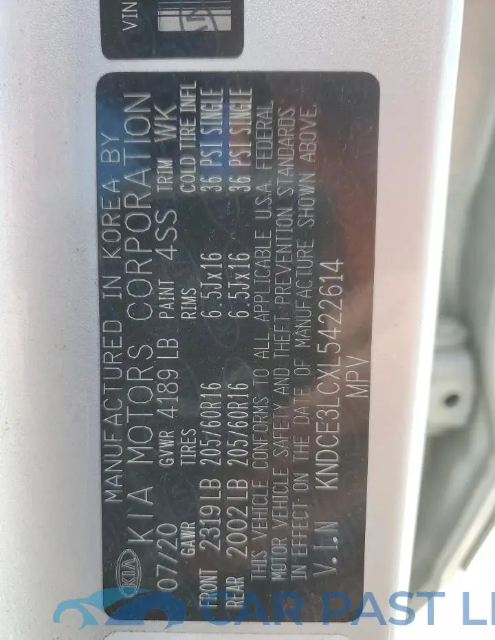 KNDCE3LCXL5422614# 13
