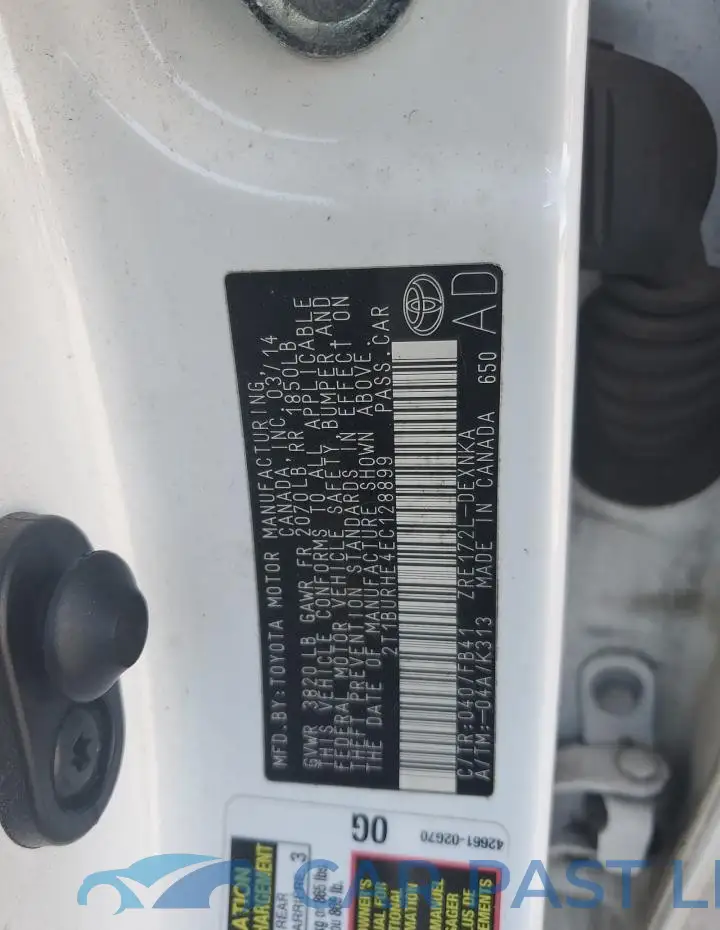 2T1BURHE4EC128899# 12