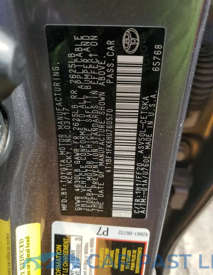 4T1BF1FK6HU760570# 13