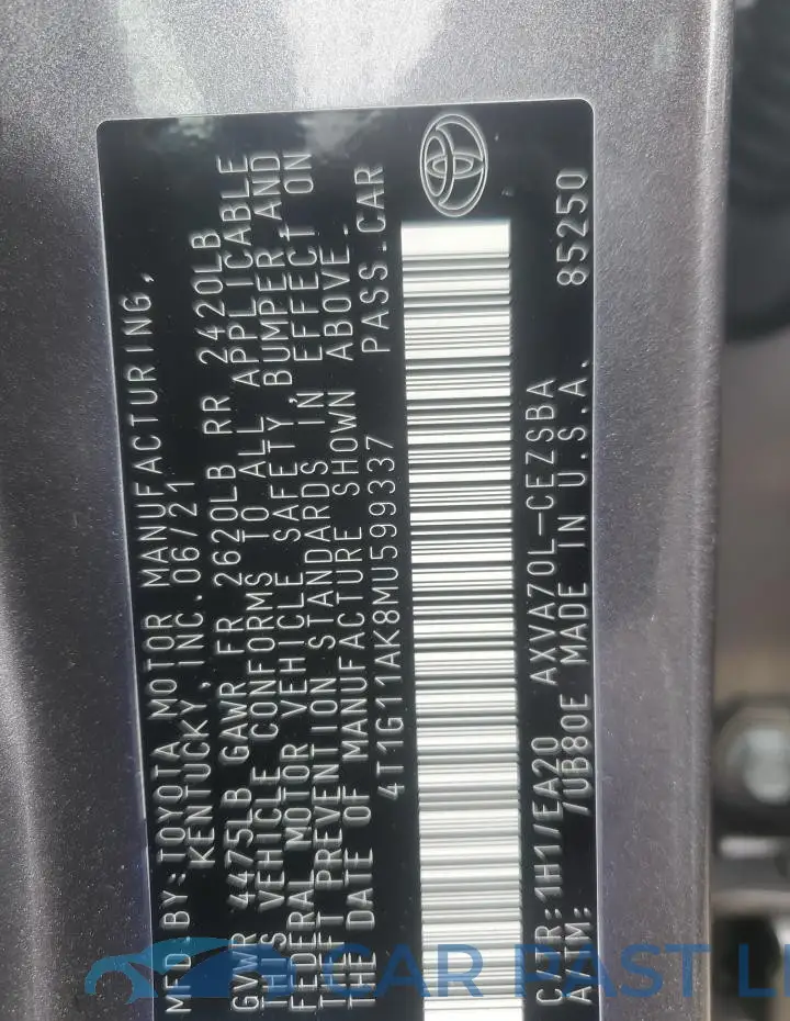 4T1G11AK8MU599337# 13