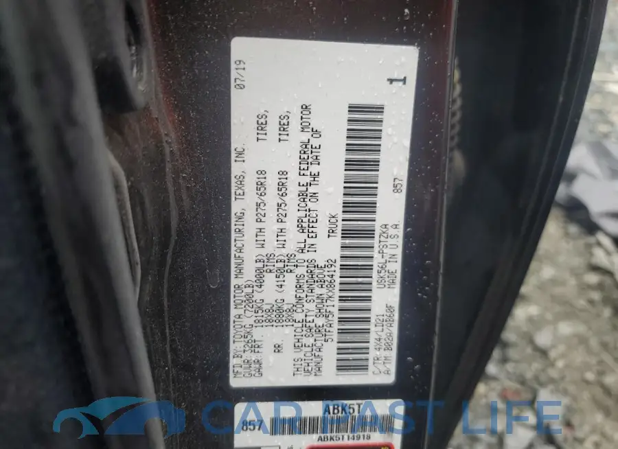 5TFAY5F17KX864192# 12