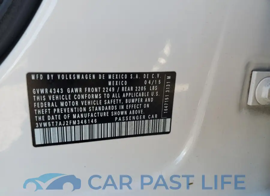 3VW5T7AJ2FM346146# 12