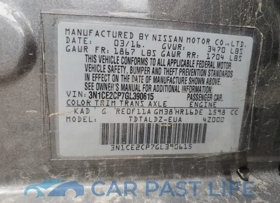 3N1CE2CP7GL390615# 12