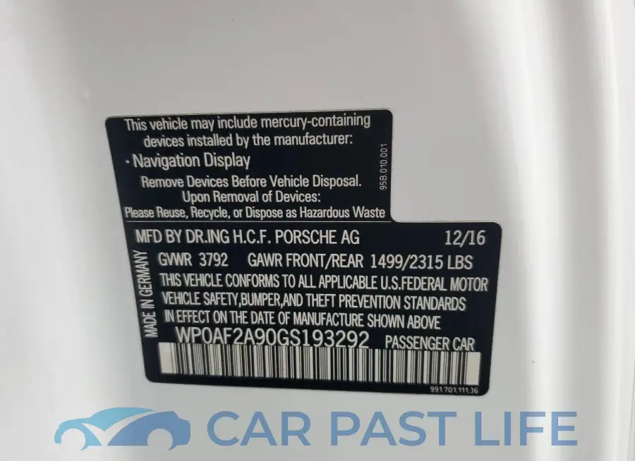 WP0AF2A90GS193292# 12