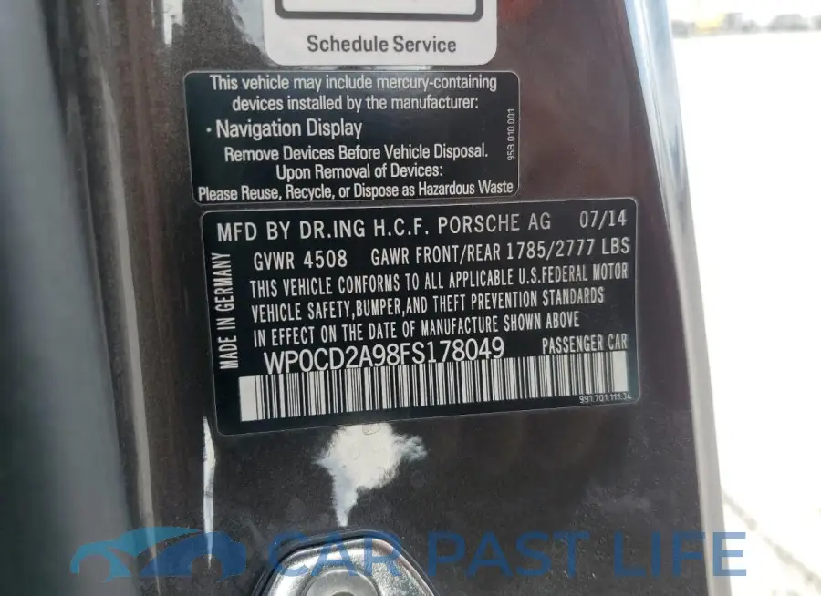 WP0CD2A98FS178049# 12