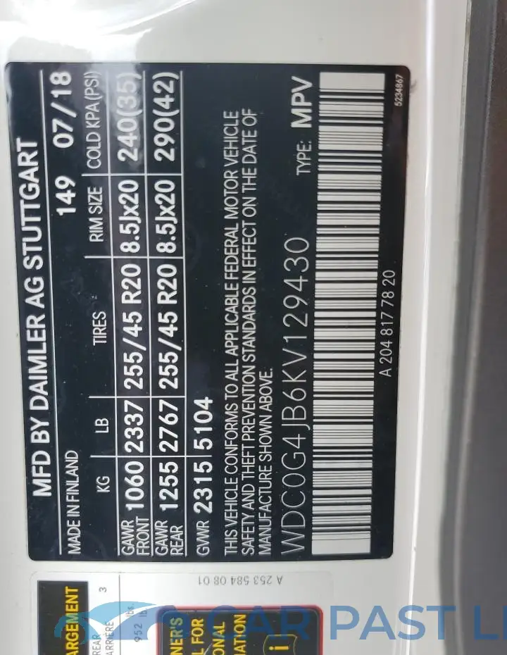 WDC0G4JB6KV129430# 13