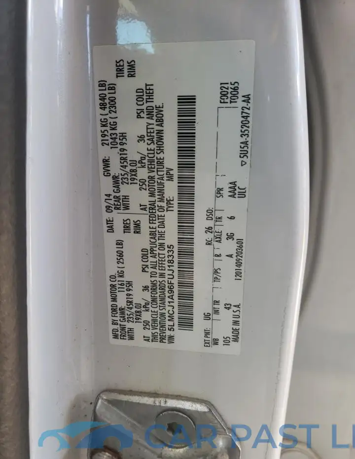 5LMCJ1A96FUJ18335# 12