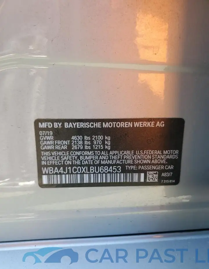 WBA4J1C0XLBU68453# 12
