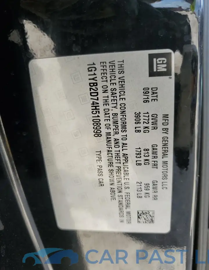 1G1YB2D74H5108998# 12