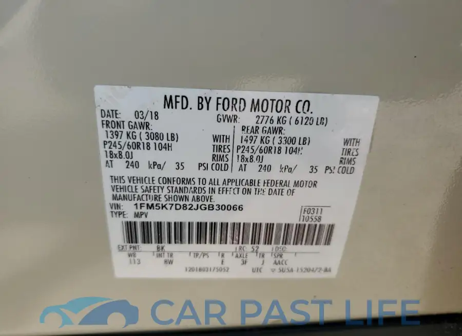 1FM5K7D82JGB30066# 13